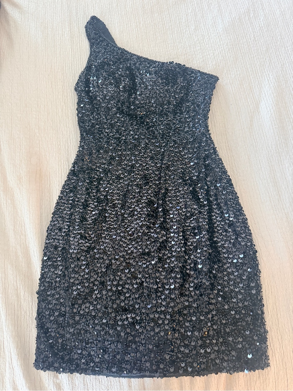 One-Shoulder Black Sequin Cocktail Dress